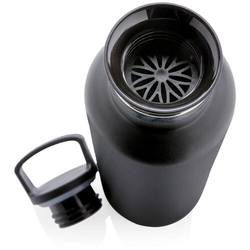 RVS thermosfles met infuser Zwart 600 ml