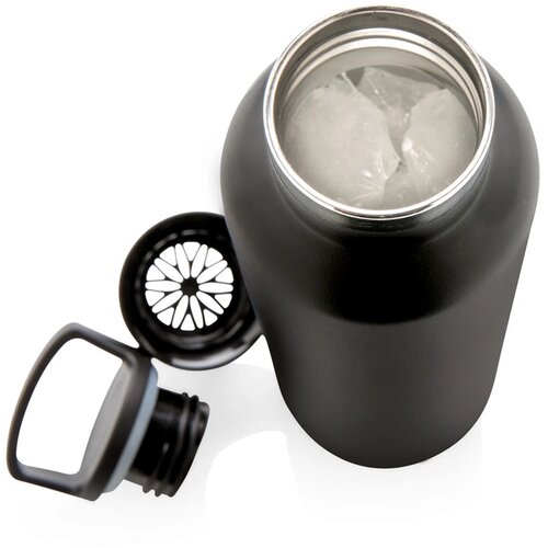 RVS thermosfles met infuser Zwart 600 ml