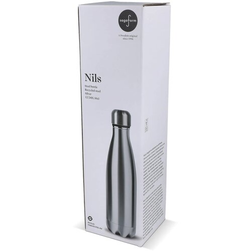 Sagaform Nils stalen fles Chroom 500 ml chroom 500 ml