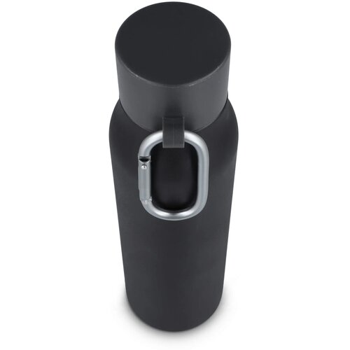 Thermofles matte finish met Caribiner 600ml zwart 600 ml