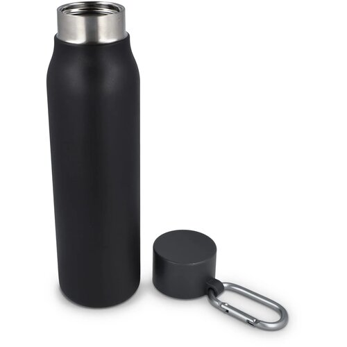 Thermofles matte finish met Caribiner 600ml zwart 600 ml