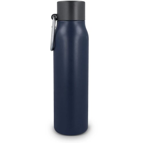 Thermofles matte finish met Caribiner 600ml donkerblauw 600 ml