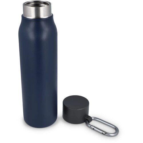 Thermofles matte finish met Caribiner 600ml donkerblauw 600 ml