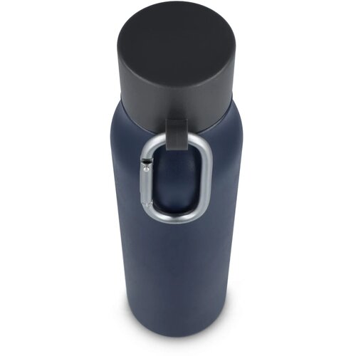 Thermofles matte finish met Caribiner 600ml donkerblauw 600 ml